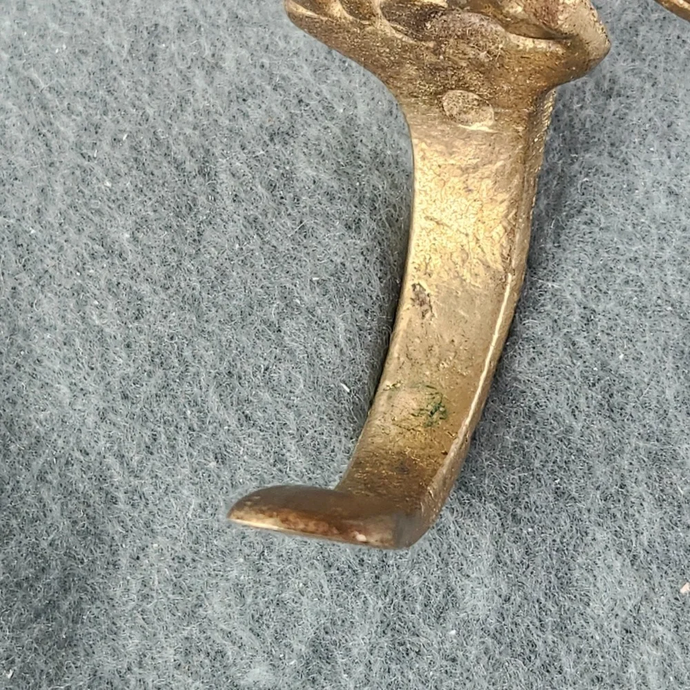 Vintage Solid Brass Eagle Wall Mount Coat Hat Hook Detailed Finish